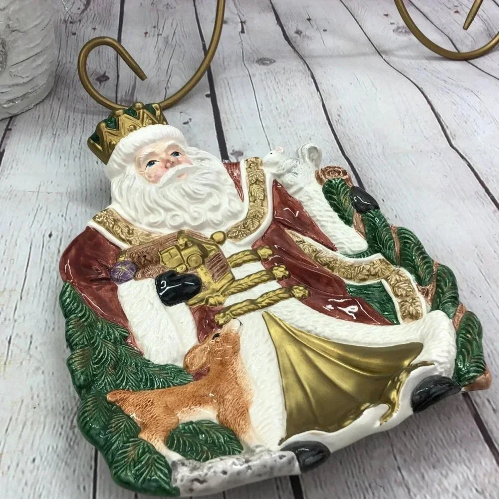 vintage omnibus 1995 fitz and floyd santa serving bowl Christmas holiday